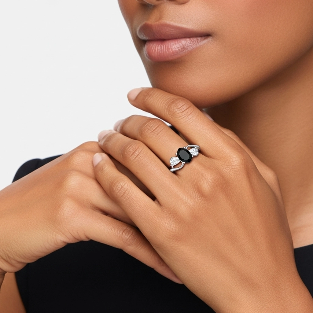 Black Cubic Zirconia Engagement Ring