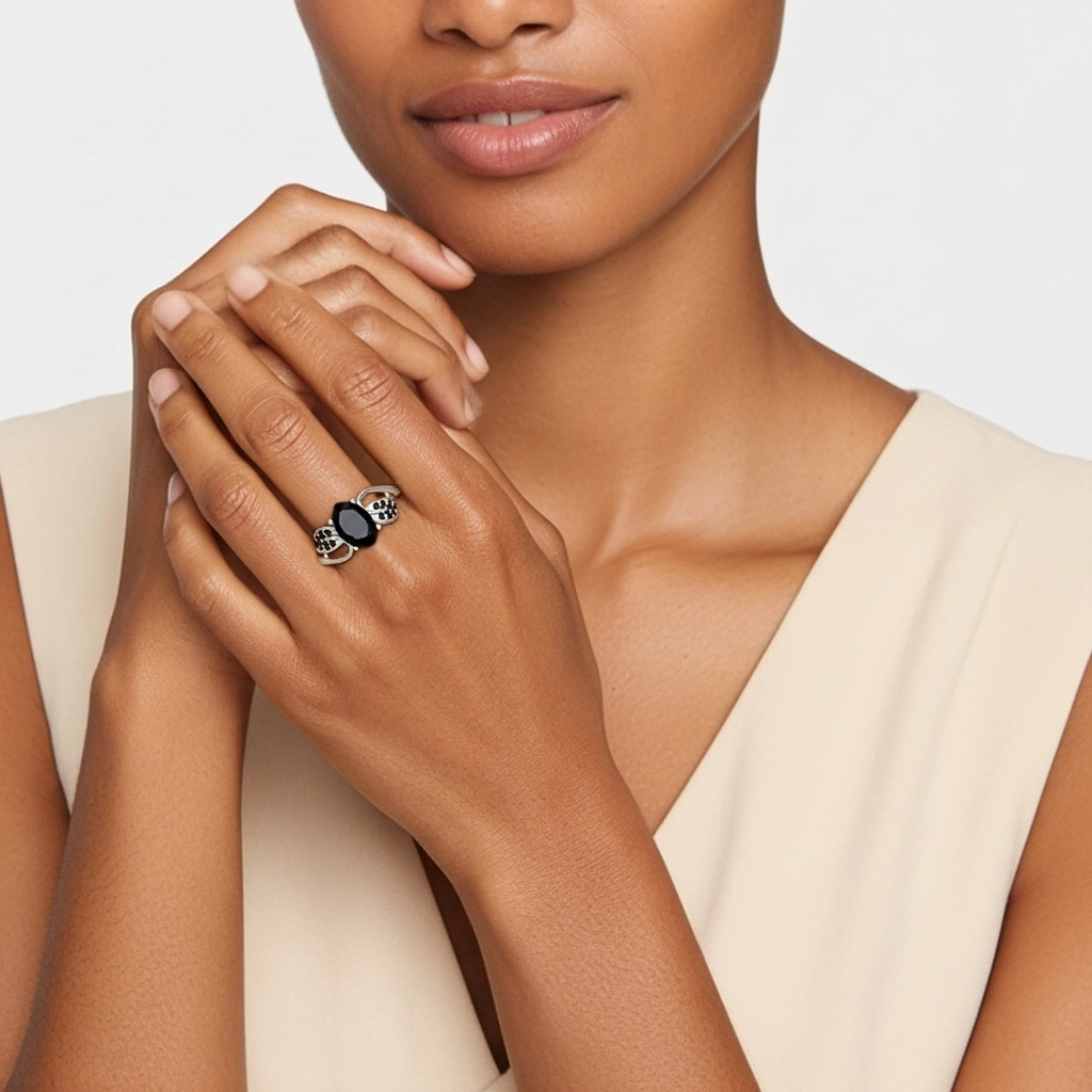 Black Cubic Zirconia Engagement Ring