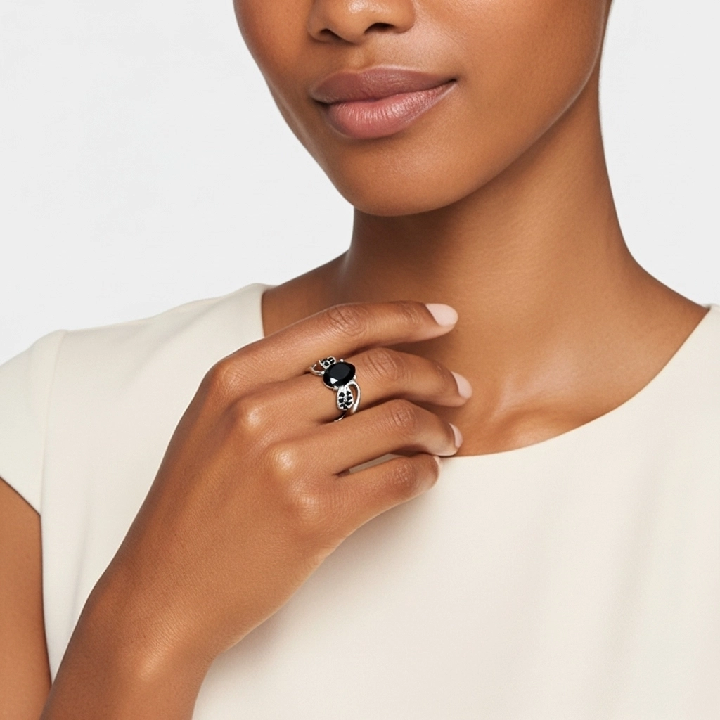 Black Cubic Zirconia Engagement Ring