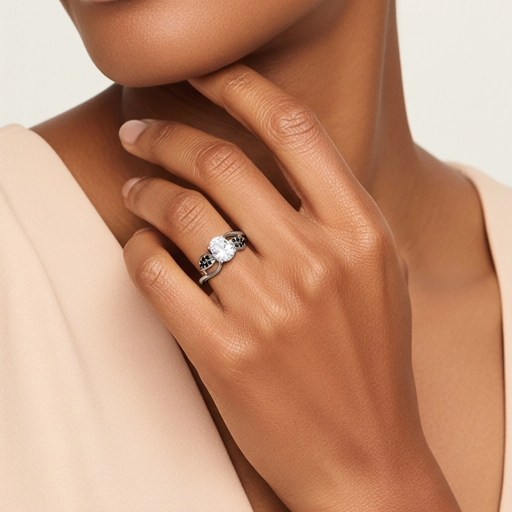 White Cubic Zirconia Engagement Ring