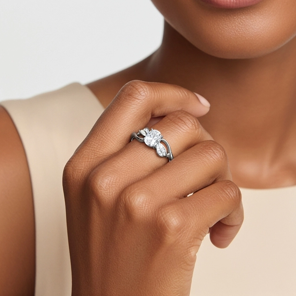 Leaf Prong Engagement Ring 1.50ct Moissanite