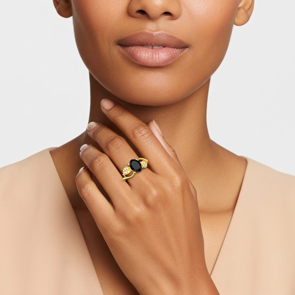 Black Cubic Zirconia Engagement Ring