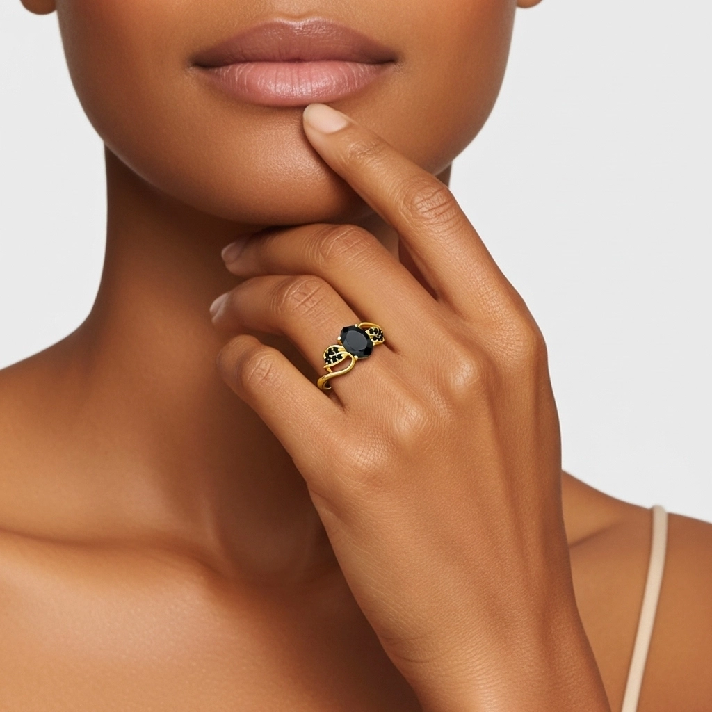 Noir Zircon cubique Bague de fiançailles