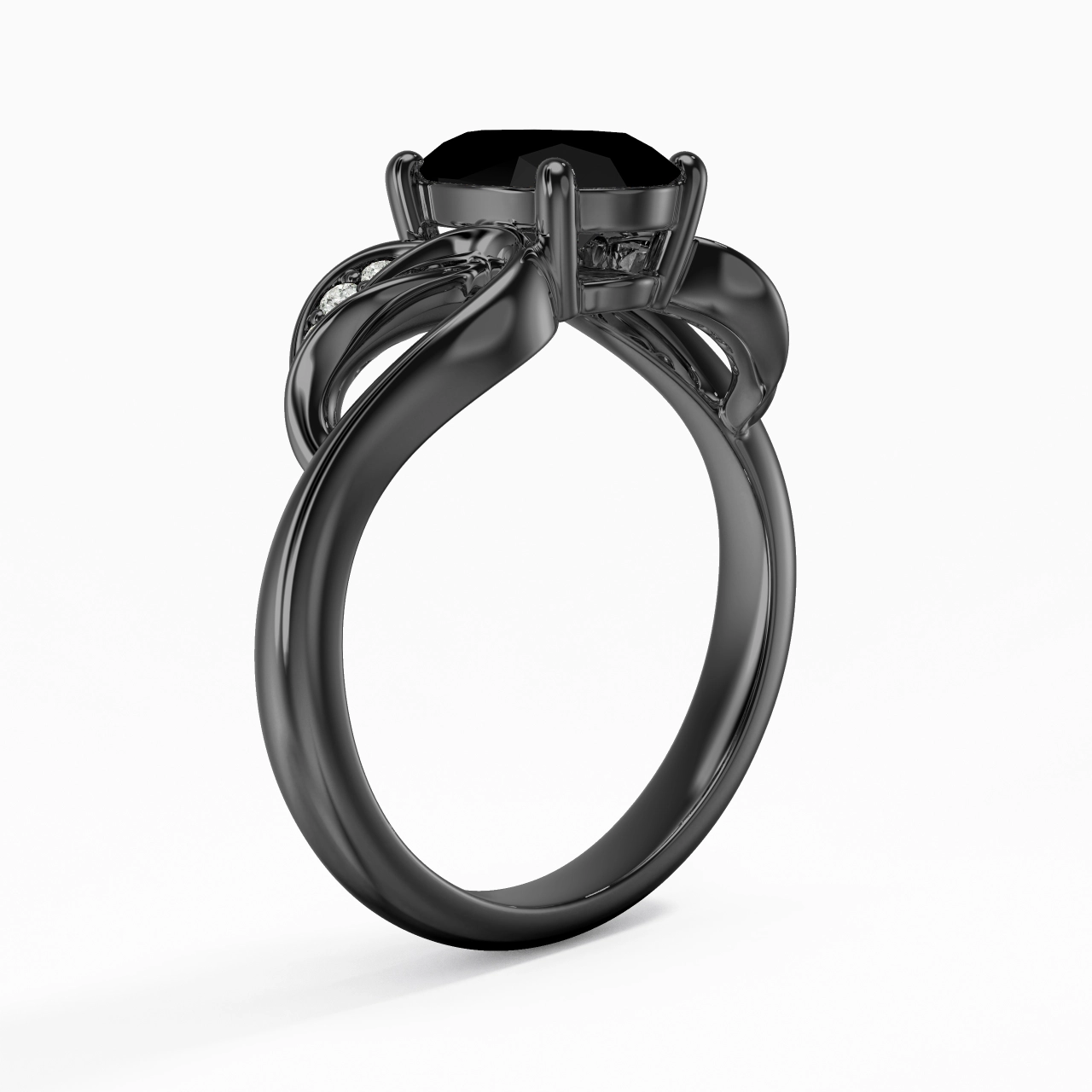 Black Cubic Zirconia Engagement Ring