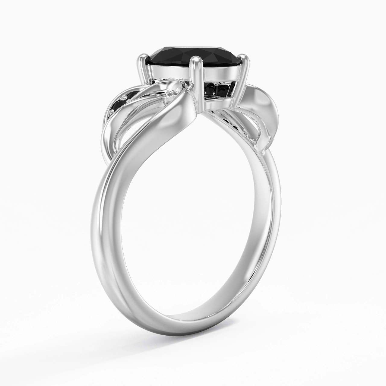 Black Cubic Zirconia Engagement Ring