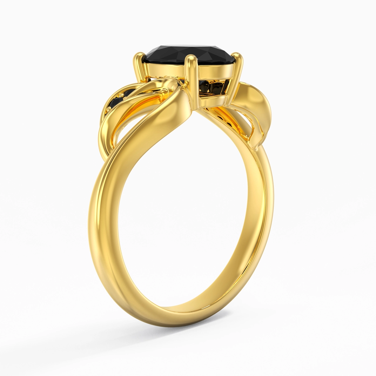 Noir Zircon cubique Bague de fiançailles
