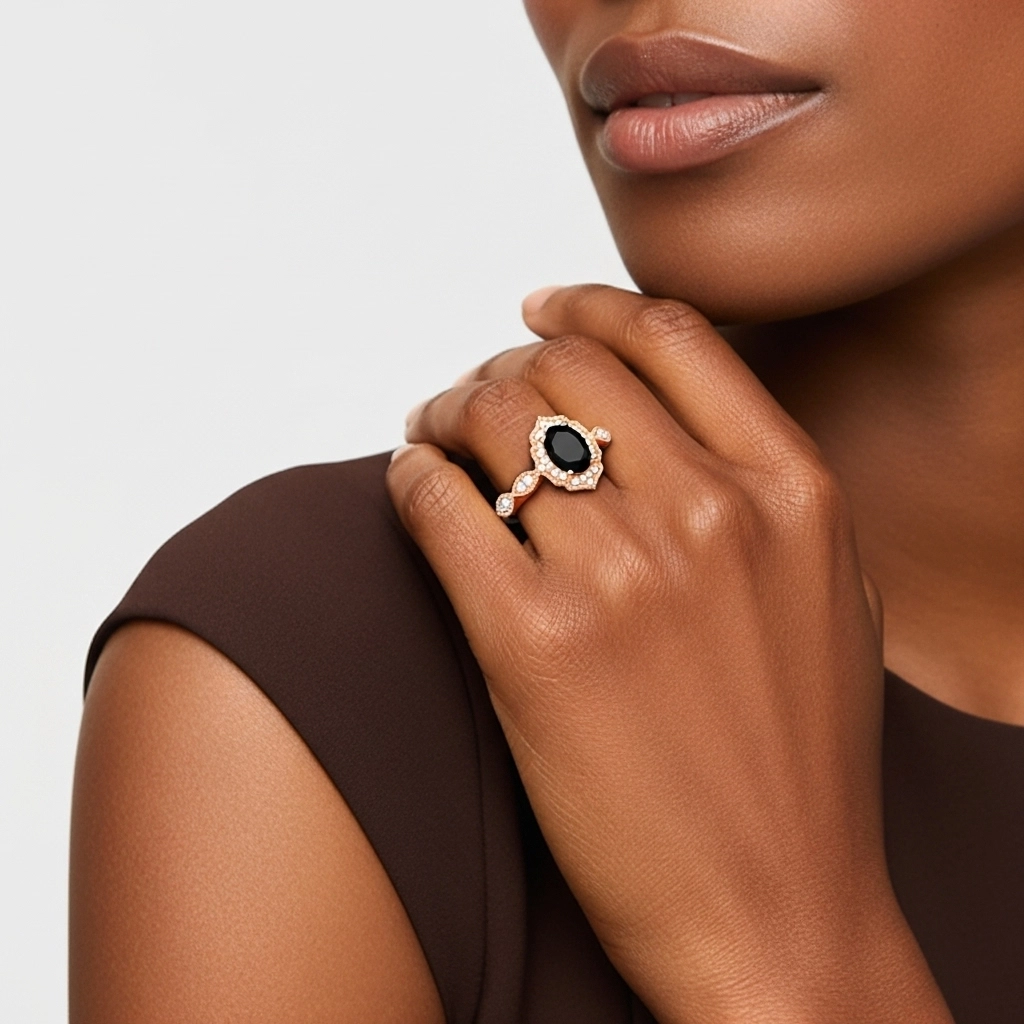 Black Cubic Zirconia Engagement Ring