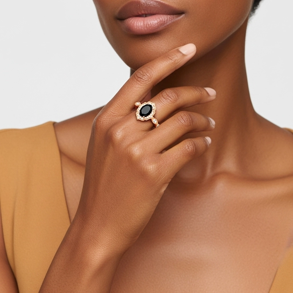 Black Cubic Zirconia Engagement Ring