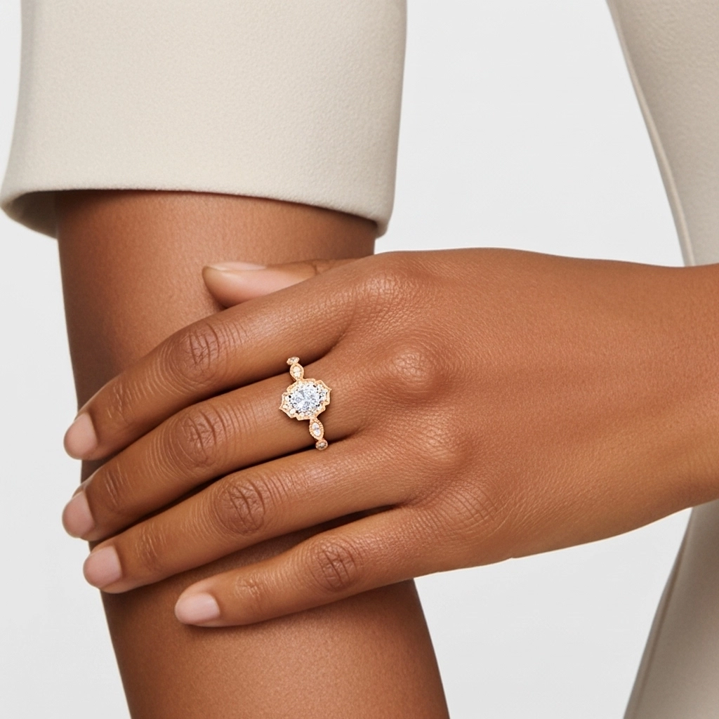 925 Sterling Silver Moissanite Engagement Ring