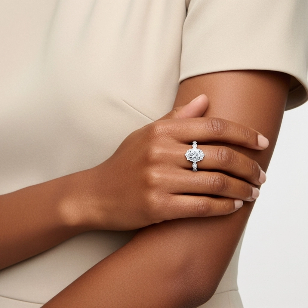 925 Sterling Silver Moissanite Engagement Ring