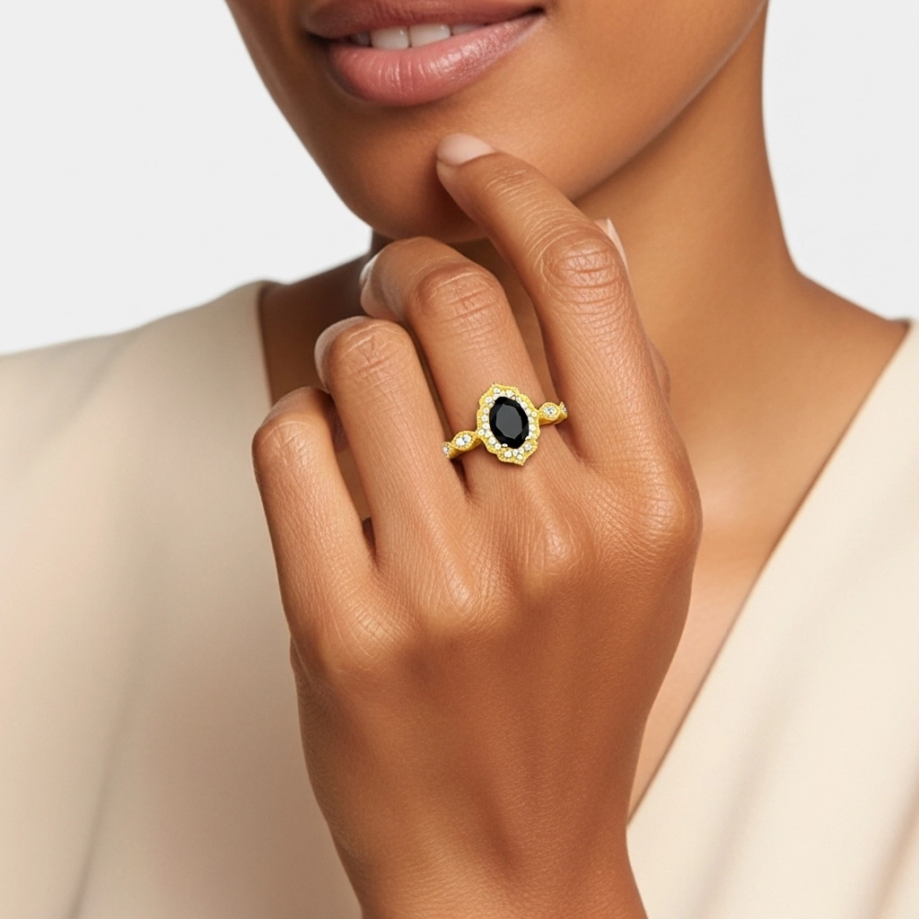 Black Cubic Zirconia Engagement Ring