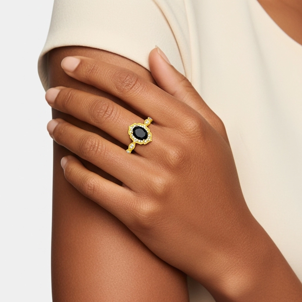 Black Cubic Zirconia Engagement Ring