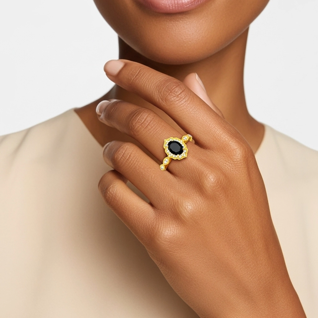 Black Cubic Zirconia Engagement Ring