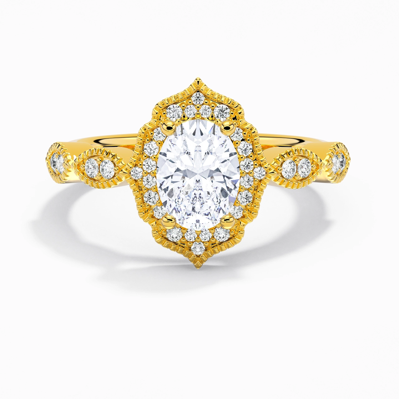 14K Gold Moissanite Engagement Ring