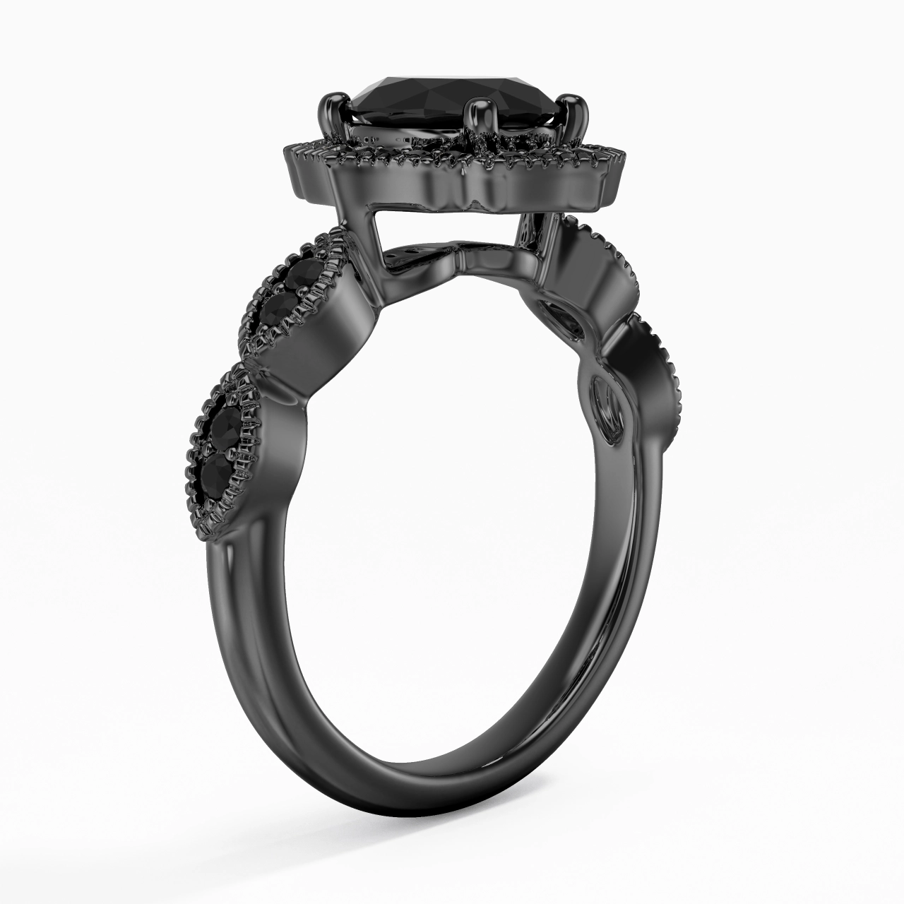 Blanc Noir Zircon cubique Bague de fiançailles