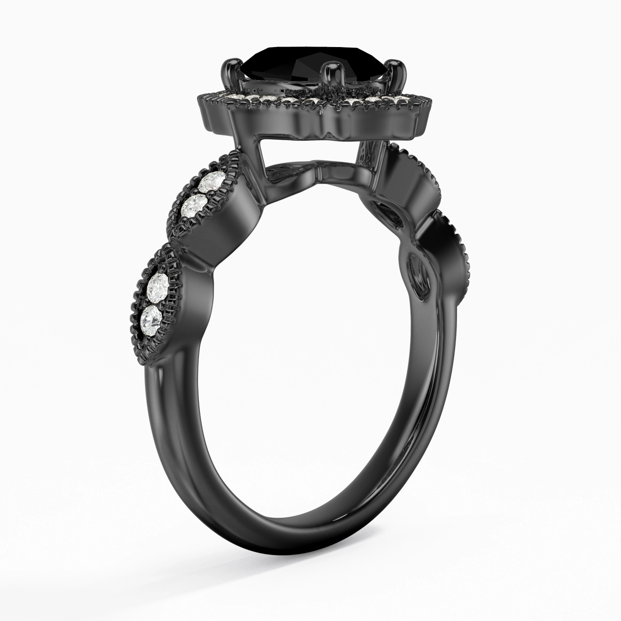 Black Cubic Zirconia Engagement Ring