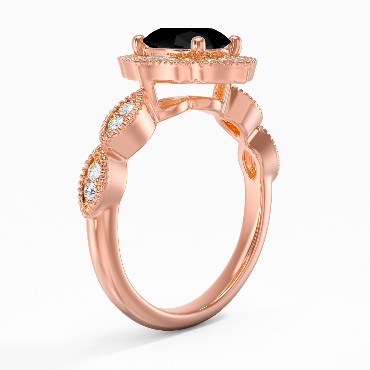 Noir Zircon cubique Bague de fiançailles