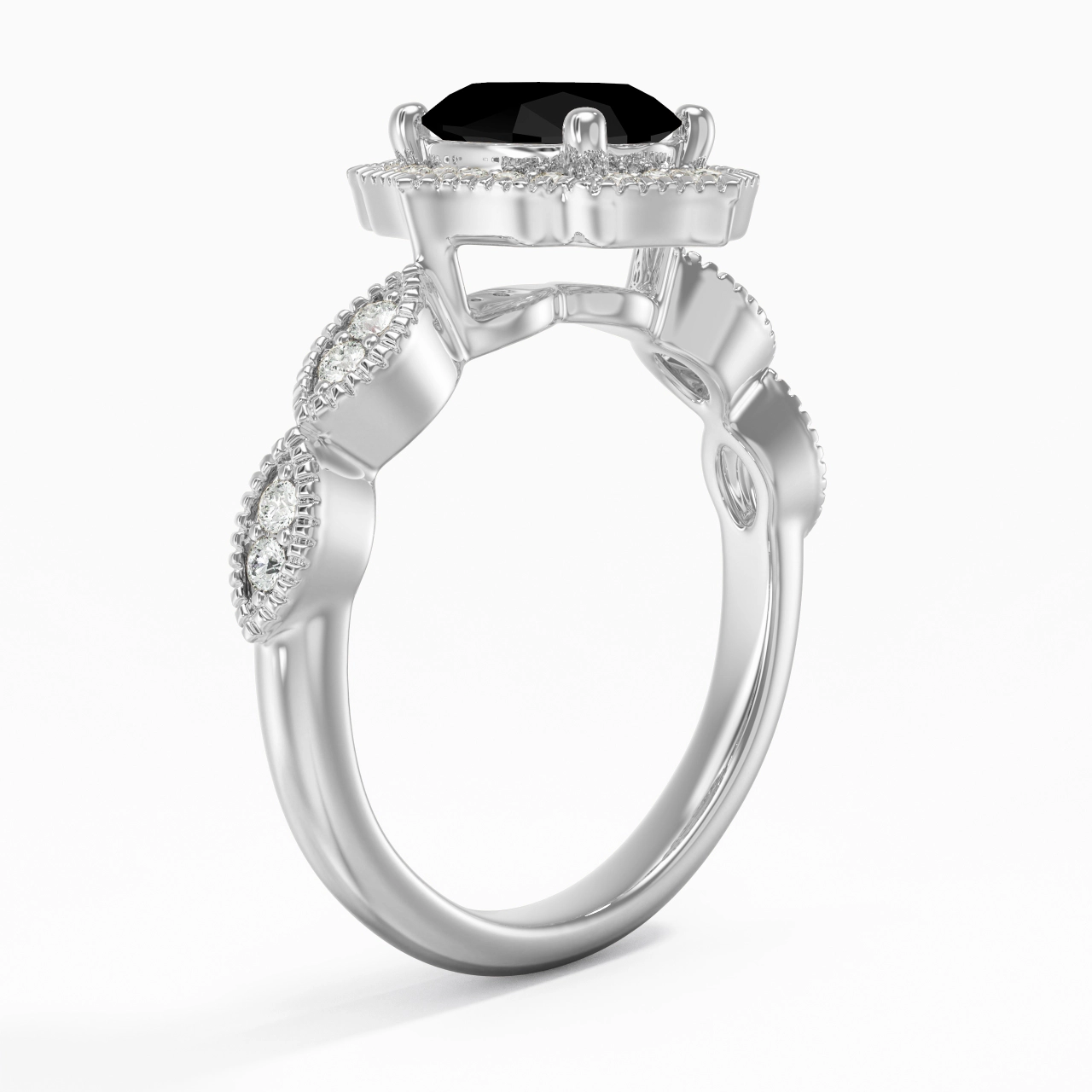 Black Cubic Zirconia Engagement Ring
