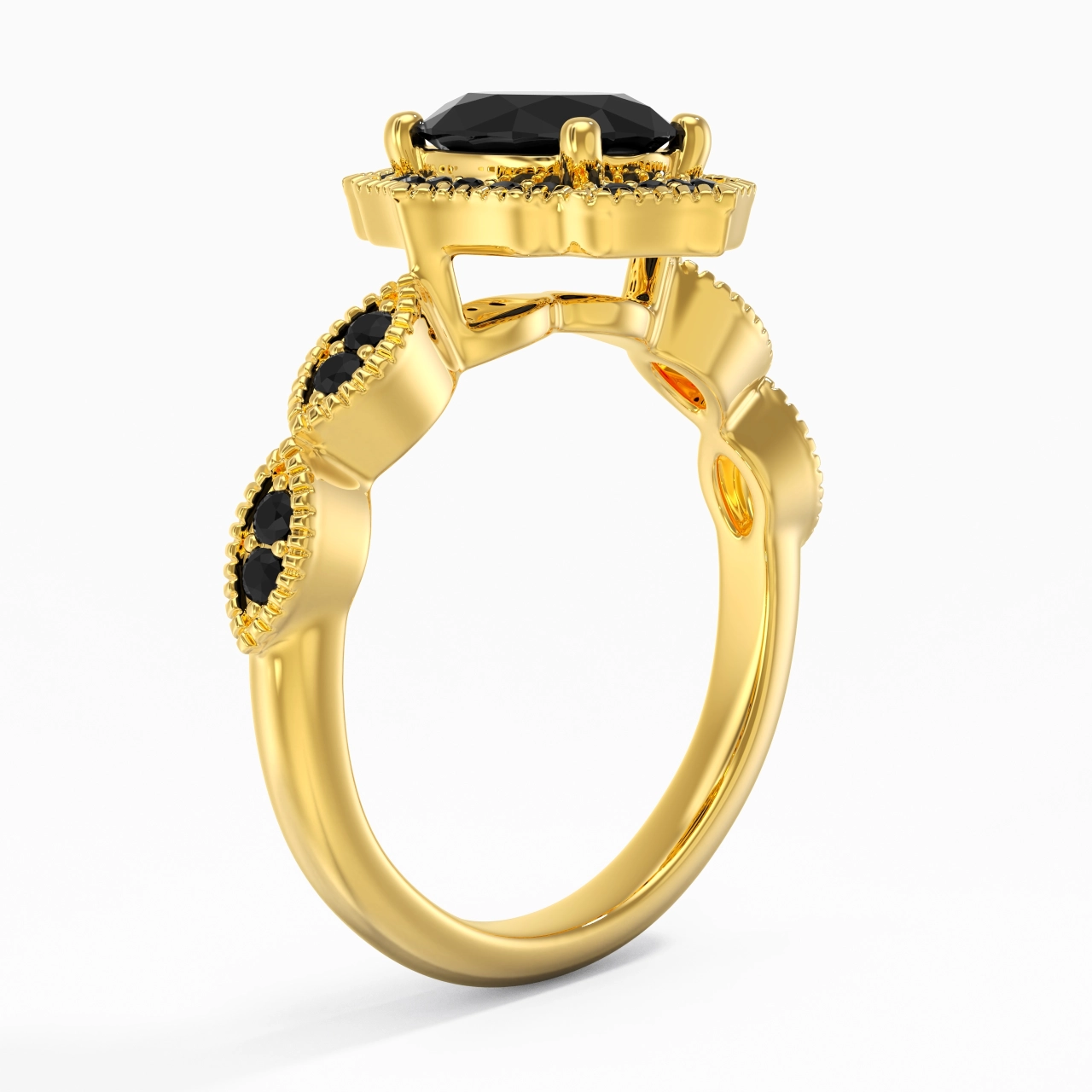 Blanc Noir Zircon cubique Bague de fiançailles