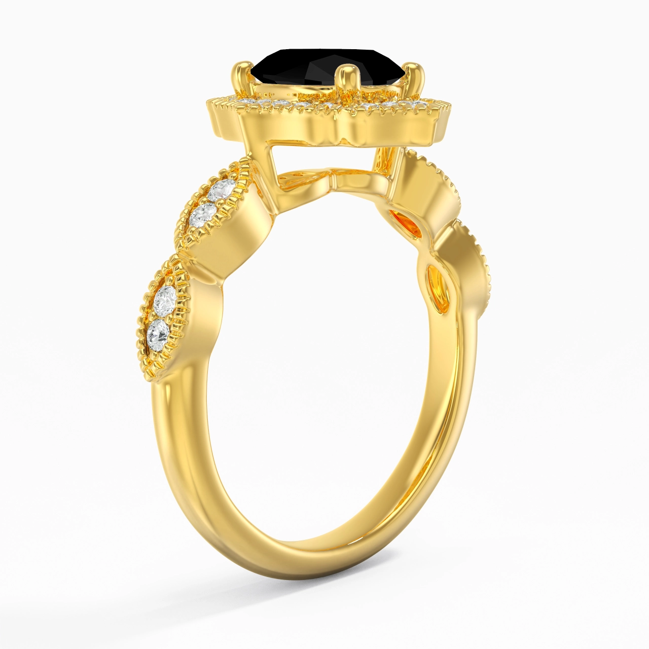 Black Cubic Zirconia Engagement Ring
