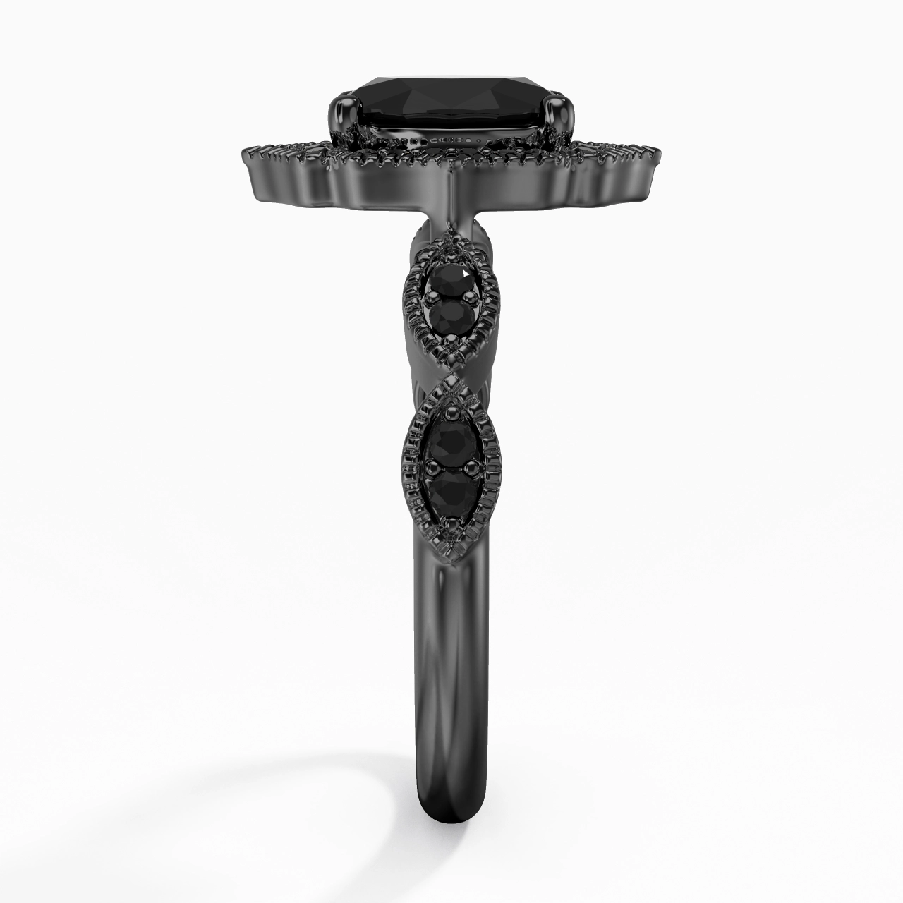 White Black Cubic Zirconia Engagement Ring