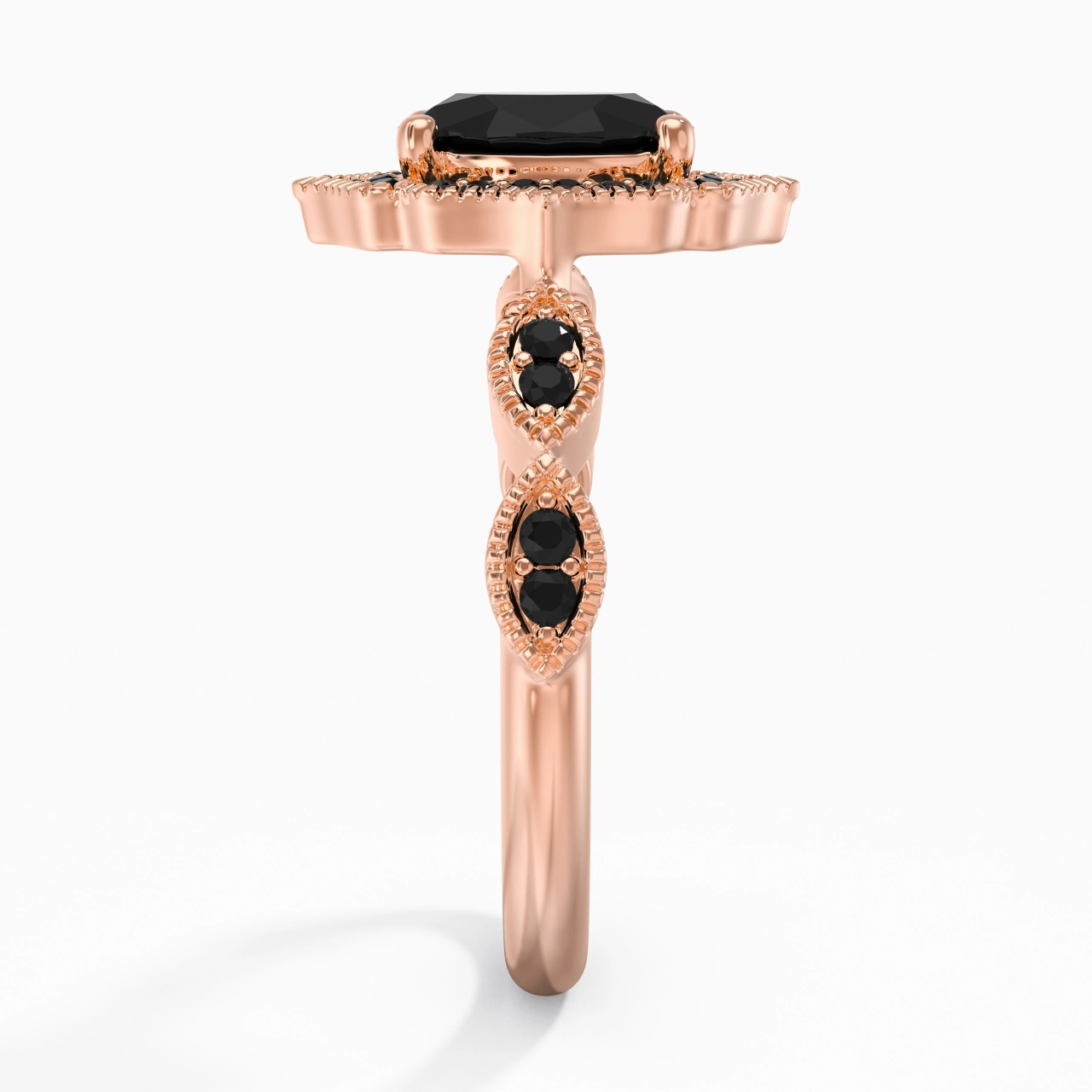 White Black Cubic Zirconia Engagement Ring