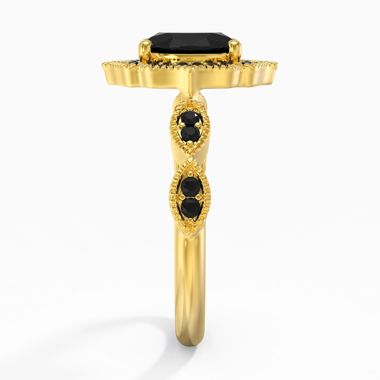 White Black Cubic Zirconia Engagement Ring