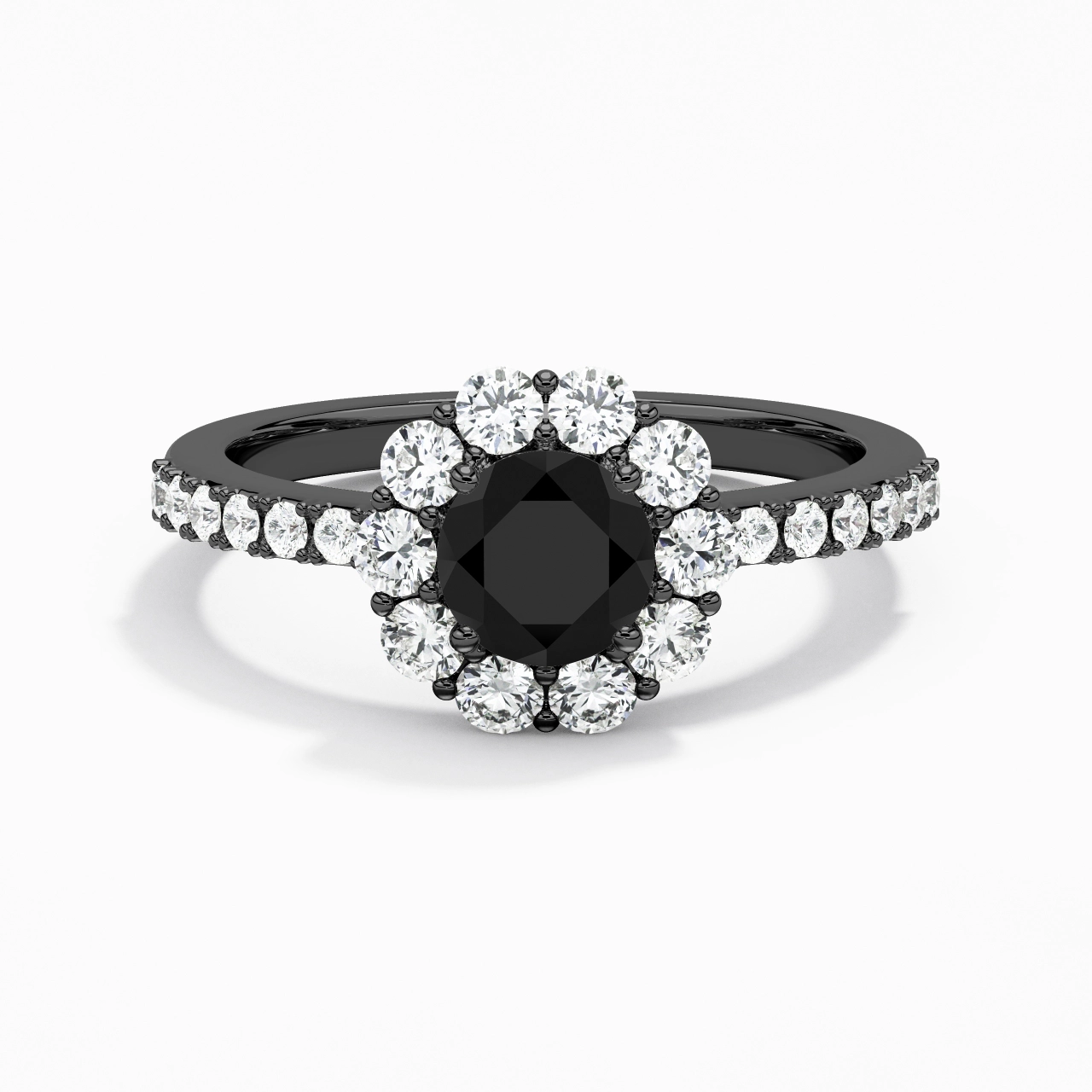 Black Cubic Zirconia Engagement Ring