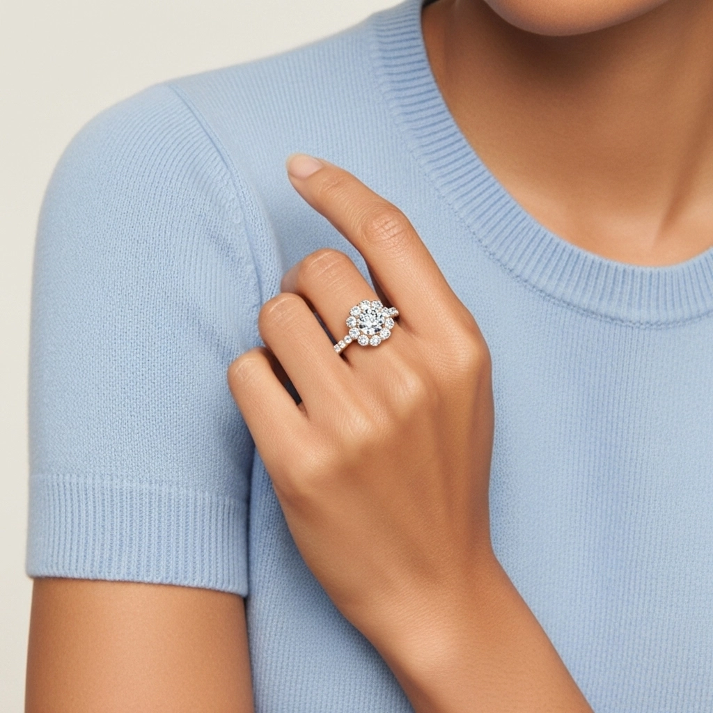 18K Rose Gold Moissanite Engagement Ring