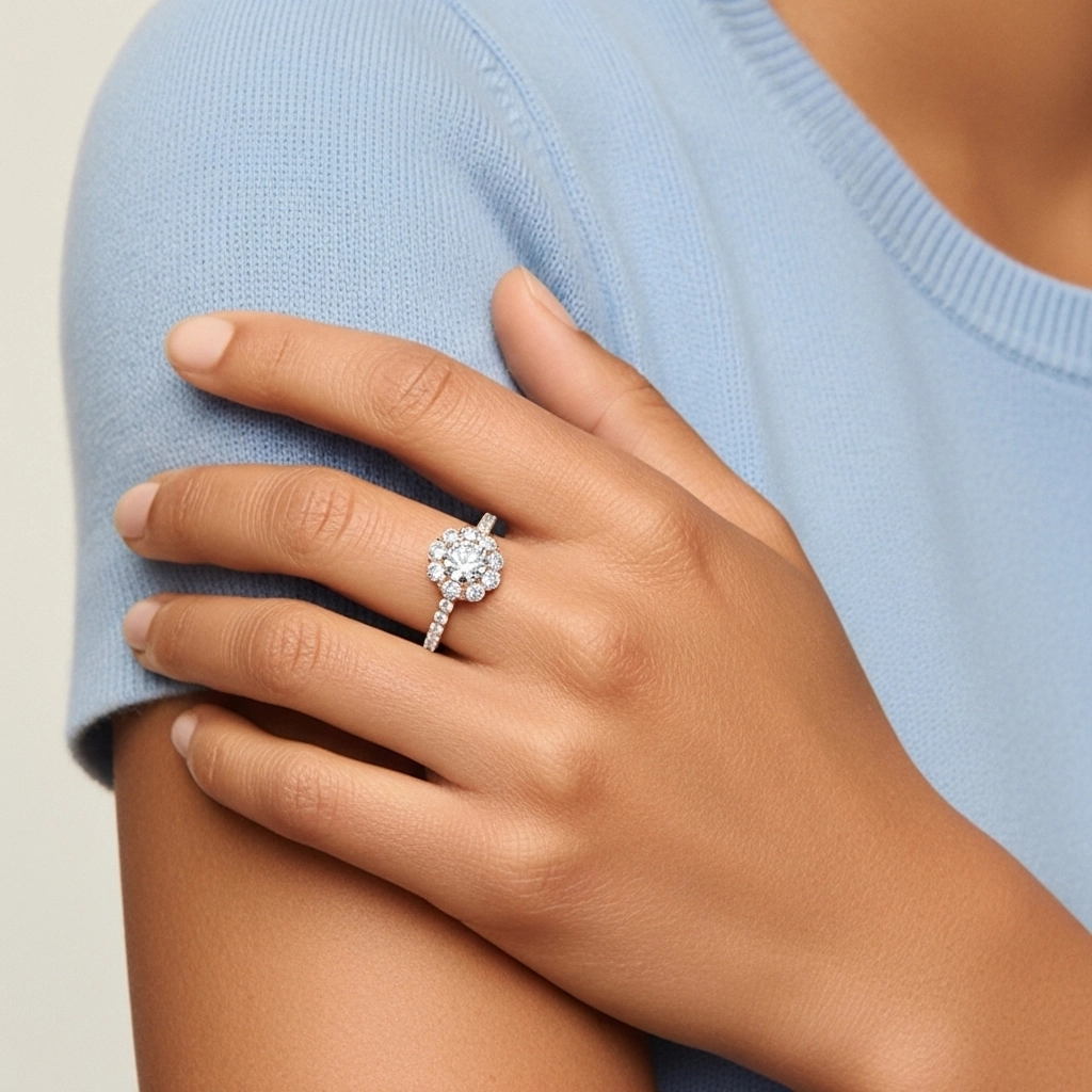 18K Rose Gold Moissanite Engagement Ring