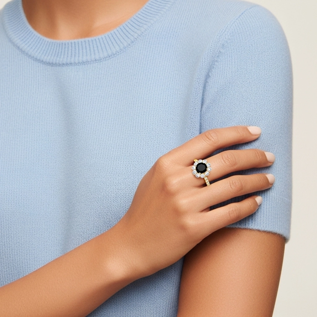 Black Cubic Zirconia Engagement Ring