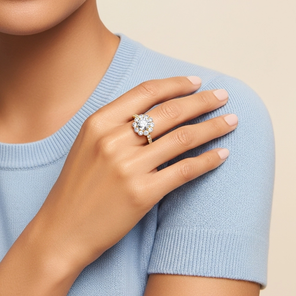 925 Sterling Silver Moissanite Engagement Ring