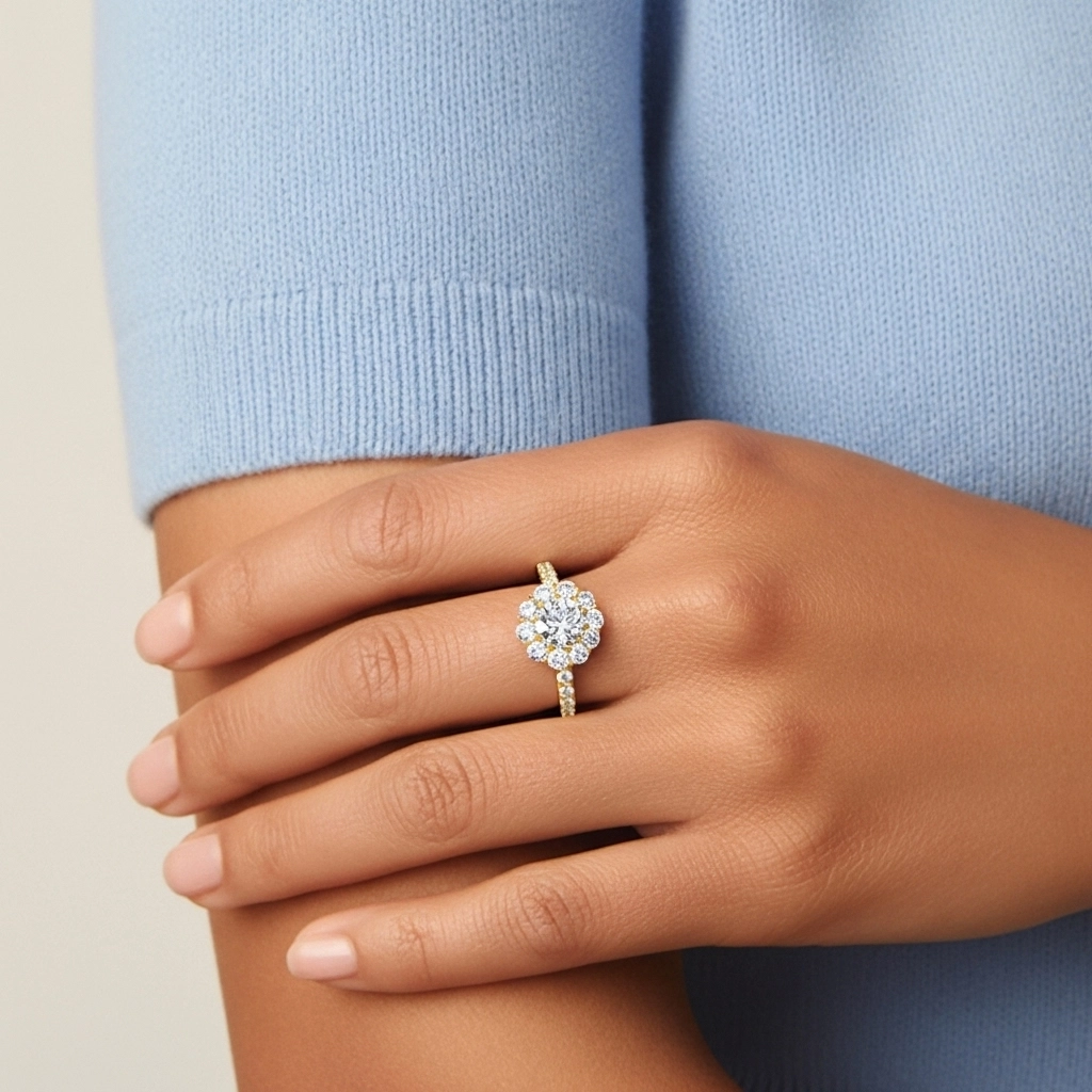 925 Sterling Silver Moissanite Engagement Ring