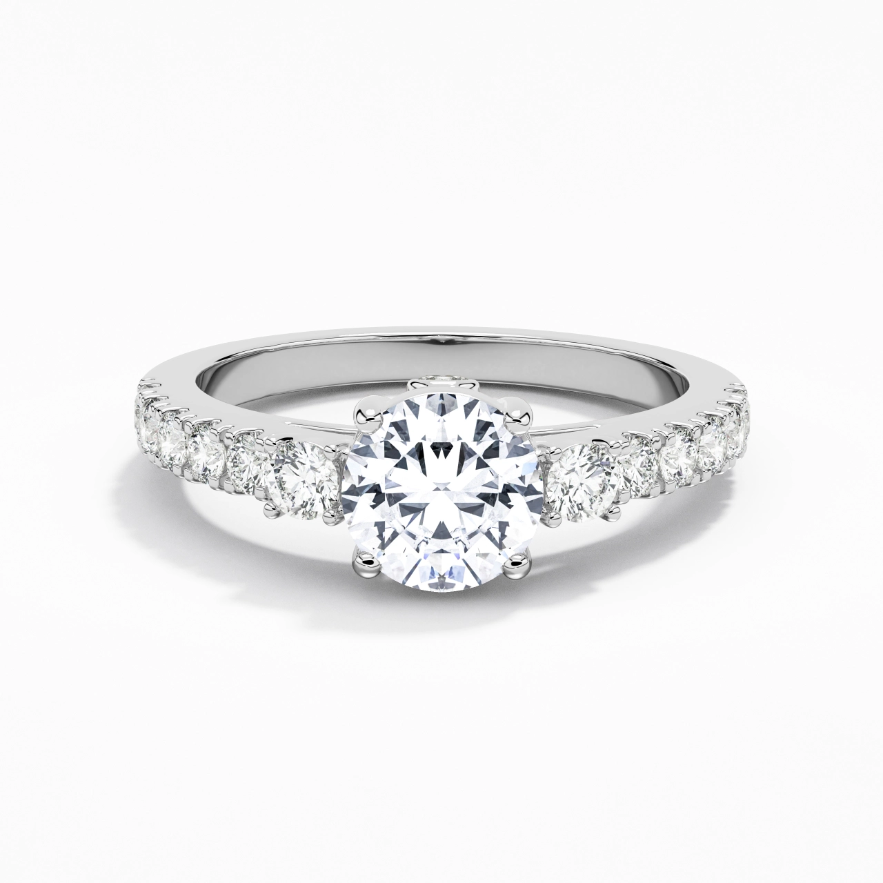 Three Stone Cathedral Engagement Ring 1.20ct Moissanite