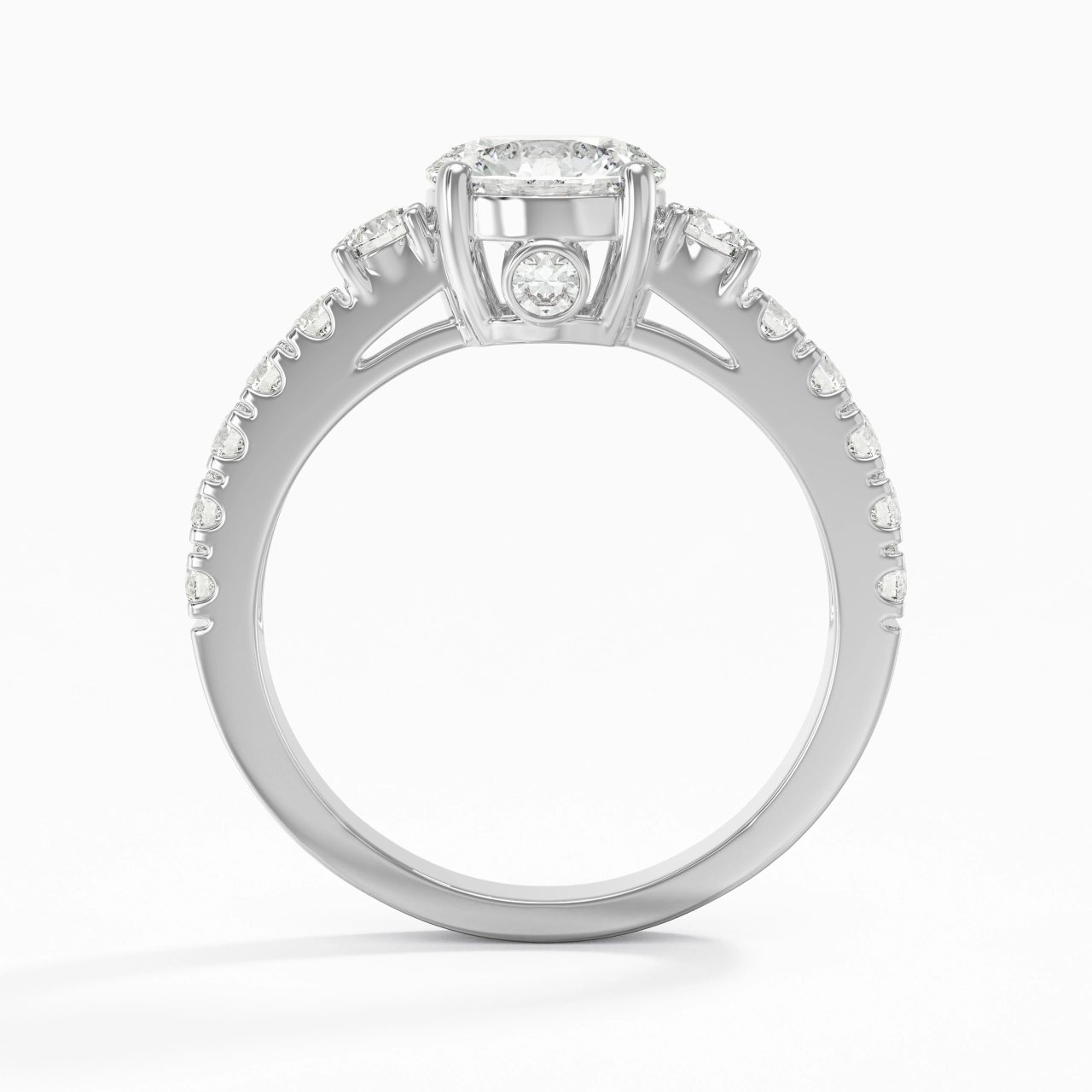 Three Stone Cathedral Engagement Ring 1.20ct Moissanite