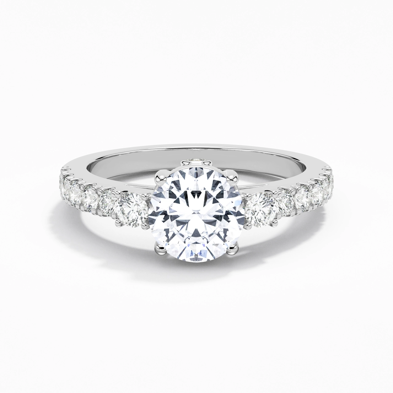 Three Stone Cathedral Engagement Ring 1.50ct Moissanite