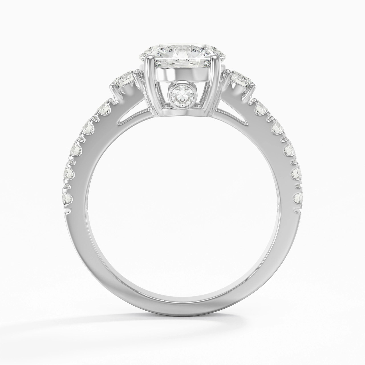 Three Stone Cathedral Engagement Ring 1.50ct Moissanite