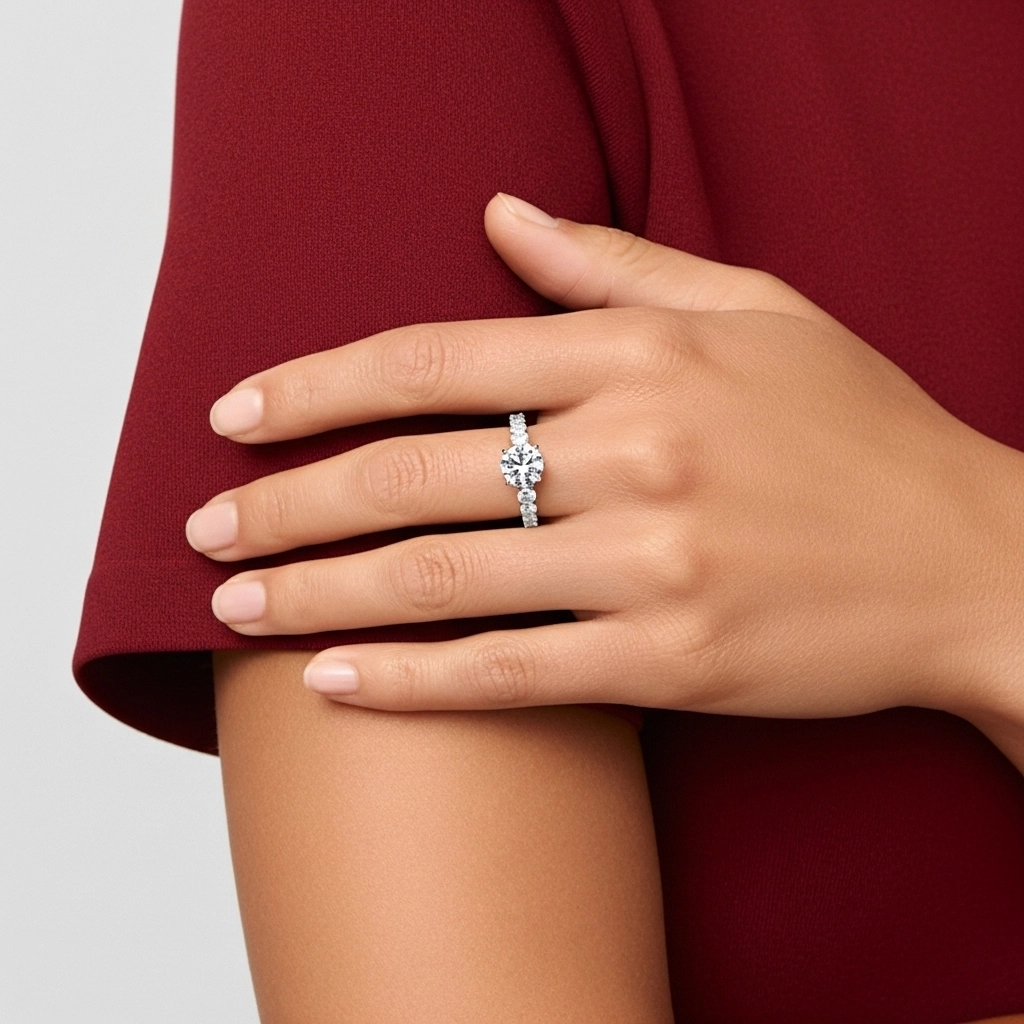 Three Stone Cathedral Engagement Ring 1.50ct Moissanite