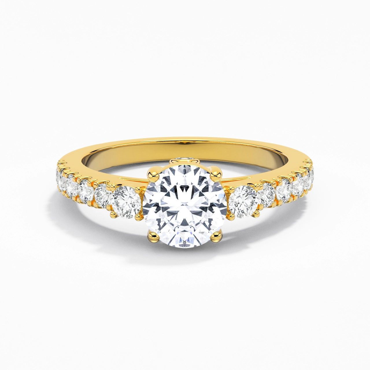 Three Stone Cathedral Engagement Ring 1.00ct Moissanite