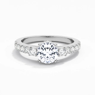 Three Stone Cathedral Engagement Ring 1.20ct Moissanite