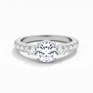 Three Stone Cathedral Engagement Ring 1.00ct Moissanite