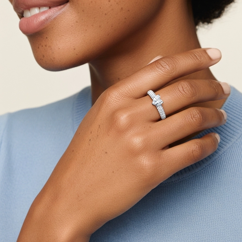 Pavé Bague de fiançailles 1.50ct Moissanite