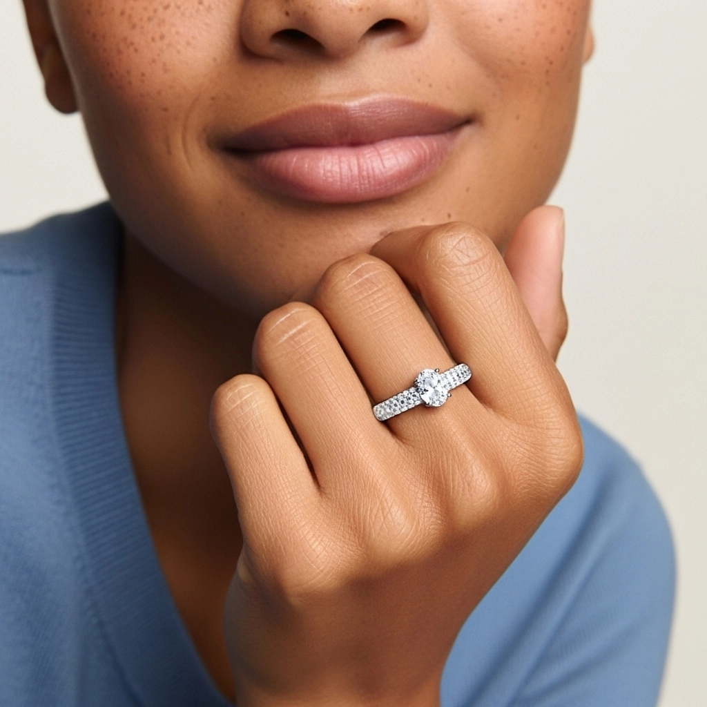 Pavé Bague de fiançailles 1.50ct Moissanite