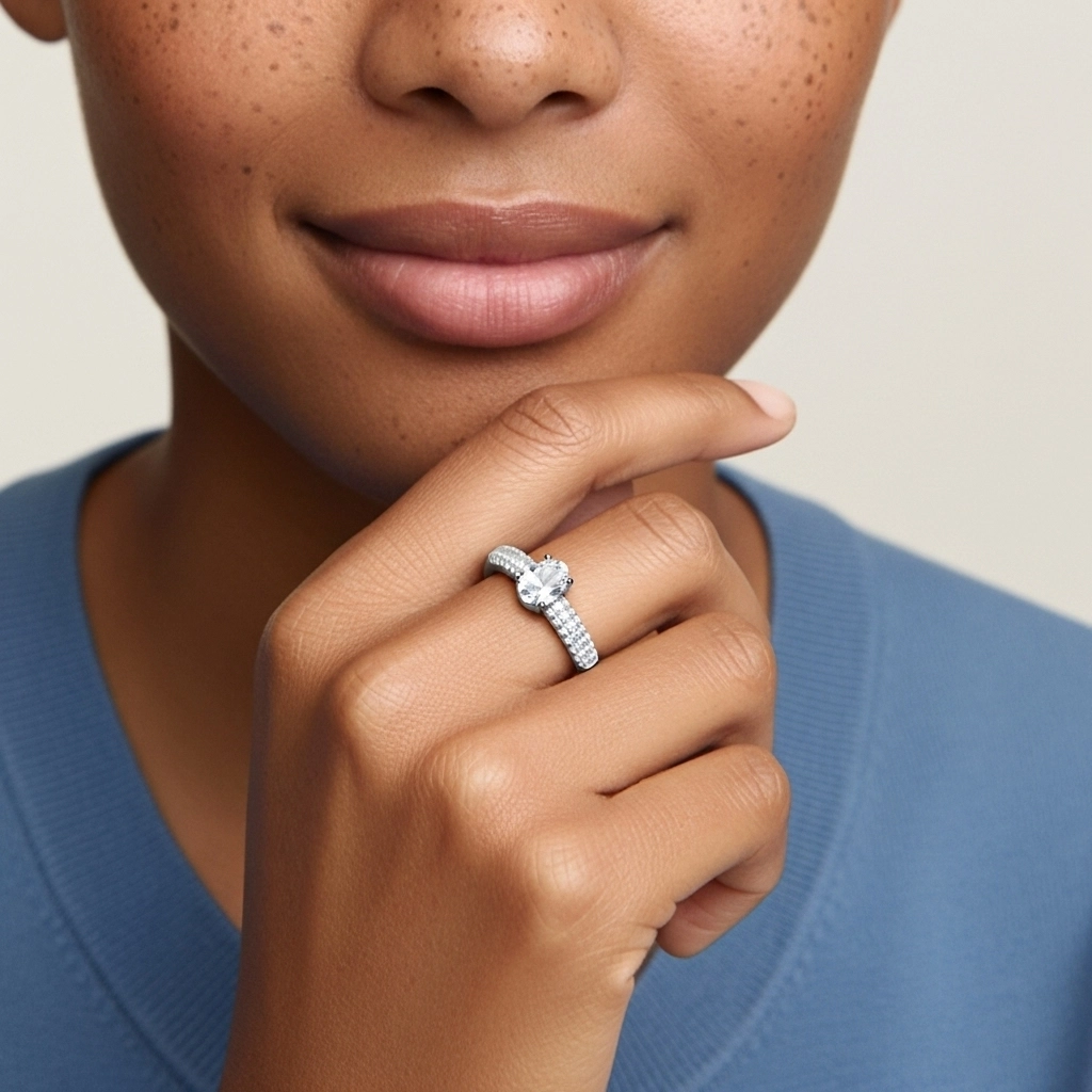 Pavé Bague de fiançailles 1.50ct Moissanite