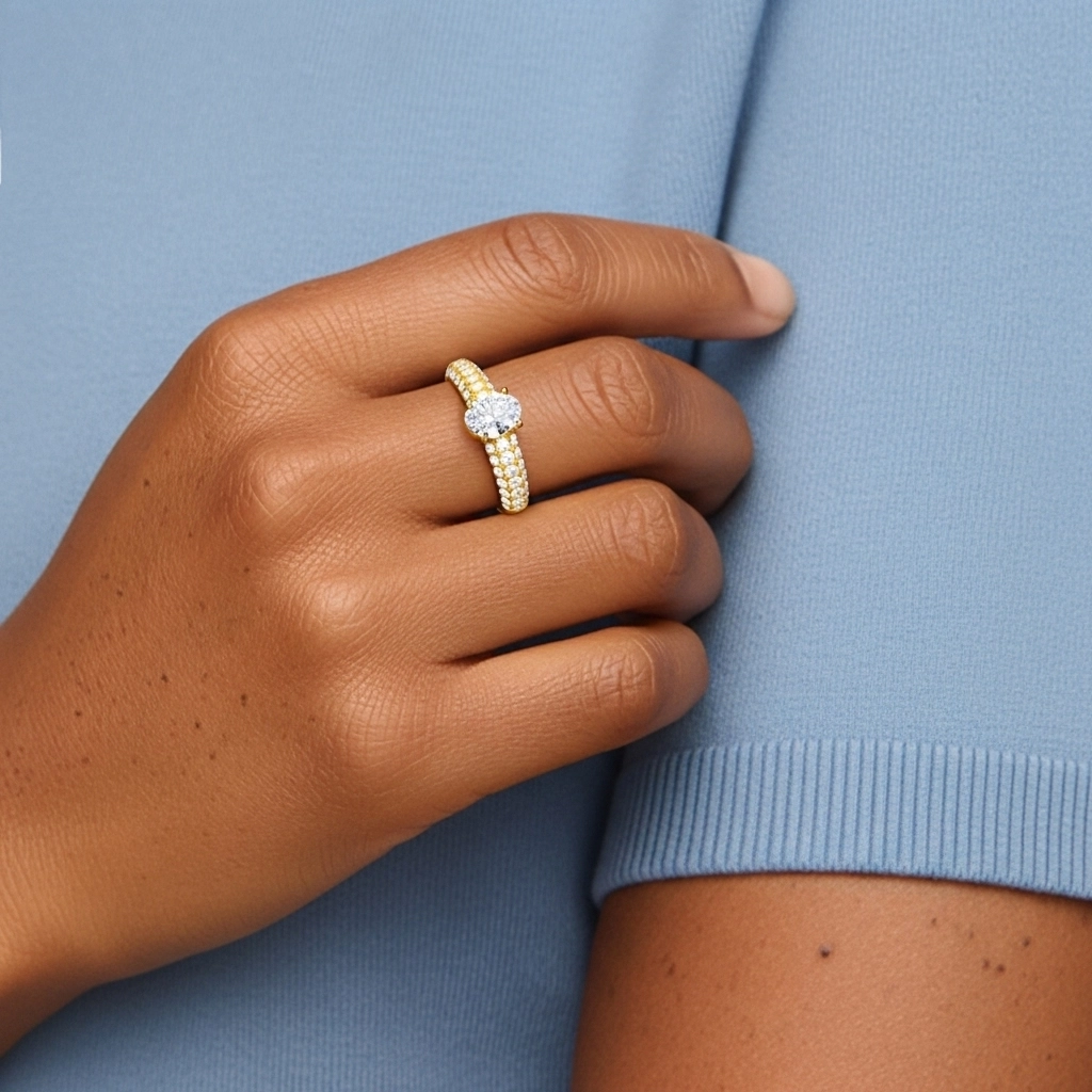 Pavé Engagement Ring 1.00ct Moissanite