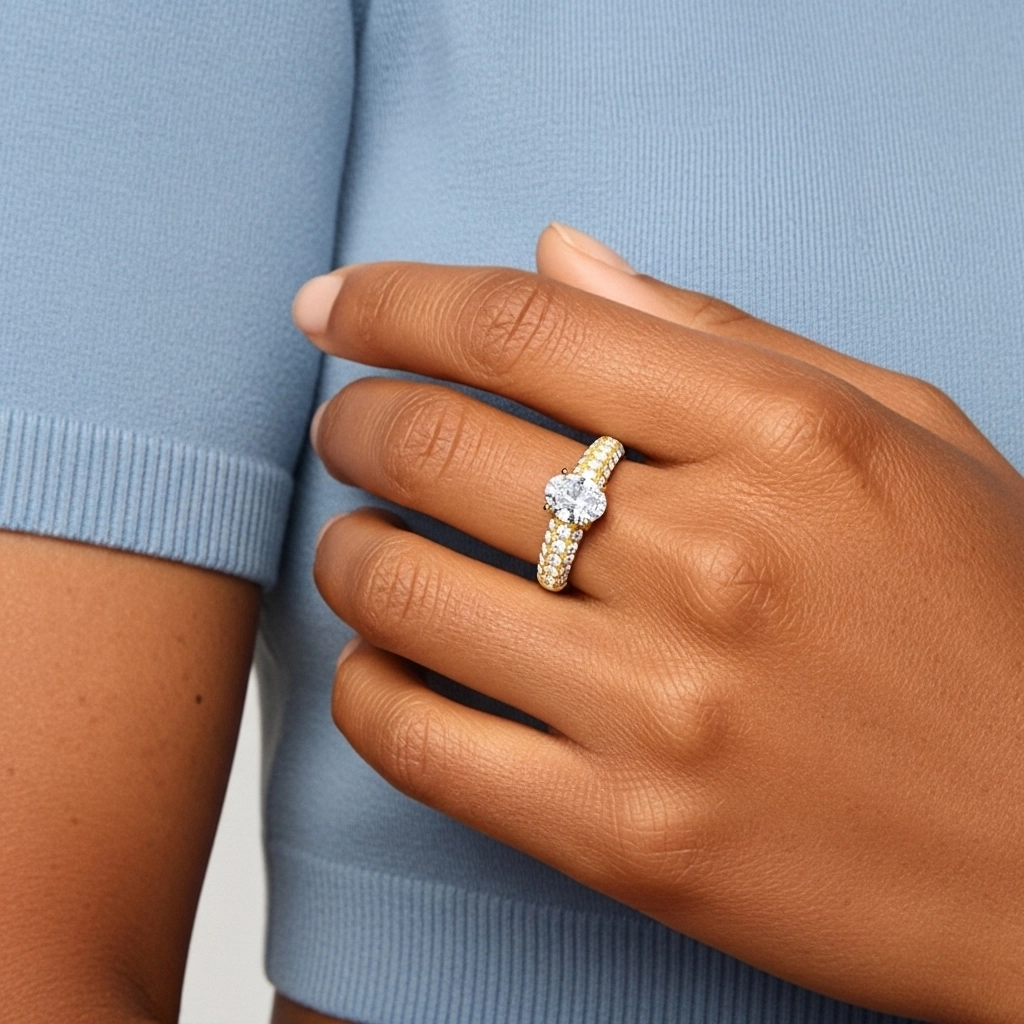 Pavé Engagement Ring 1.00ct Moissanite