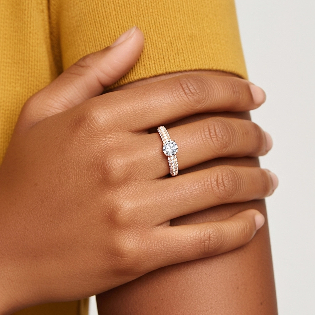 Pavé Bague de fiançailles 1.20ct Moissanite