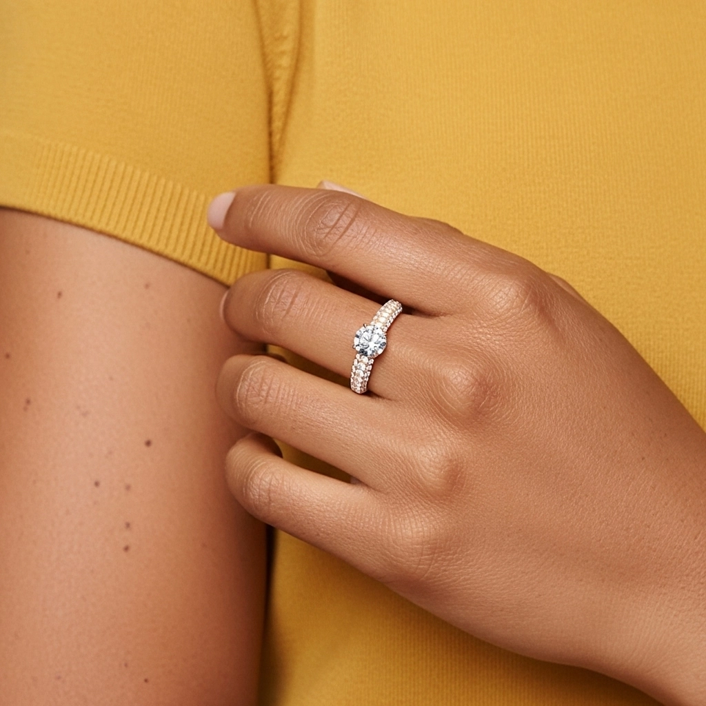 Pavé Bague de fiançailles 1.20ct Moissanite