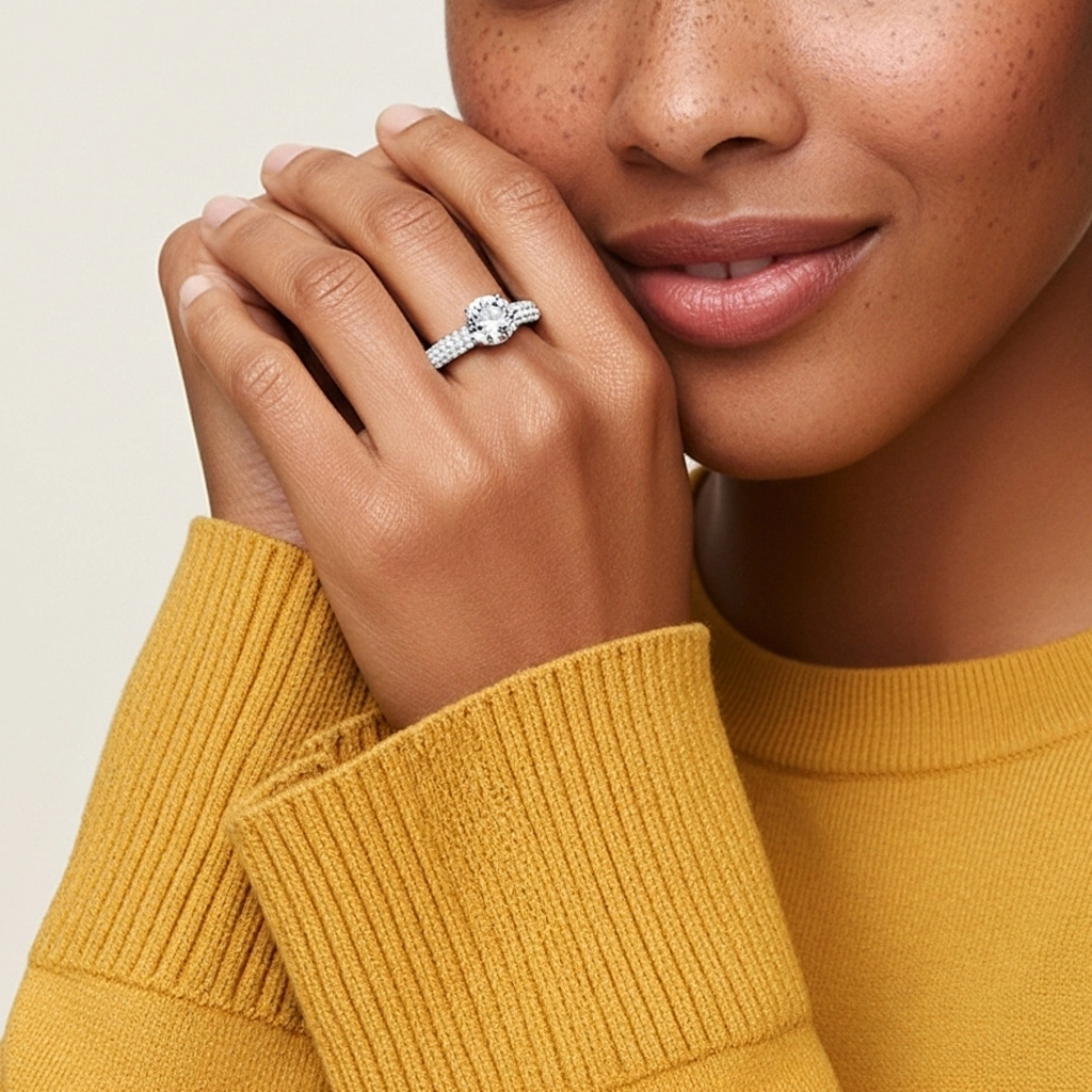 Pavé Bague de fiançailles 1.50ct Moissanite