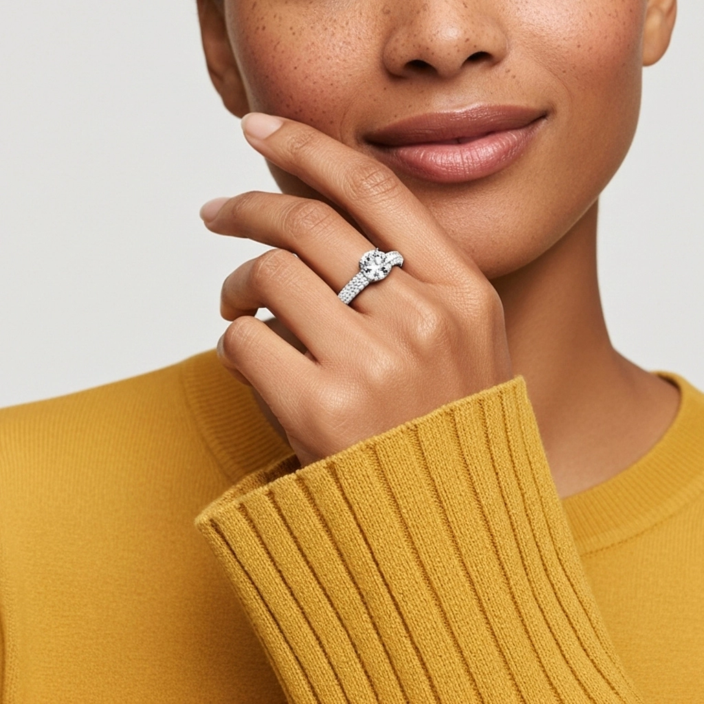 Pavé Bague de fiançailles 1.50ct Moissanite